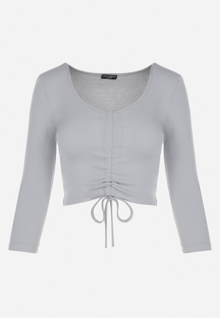 las garras Bluză Gri din Tricot striat cu Mânecă 7/8 Lumina