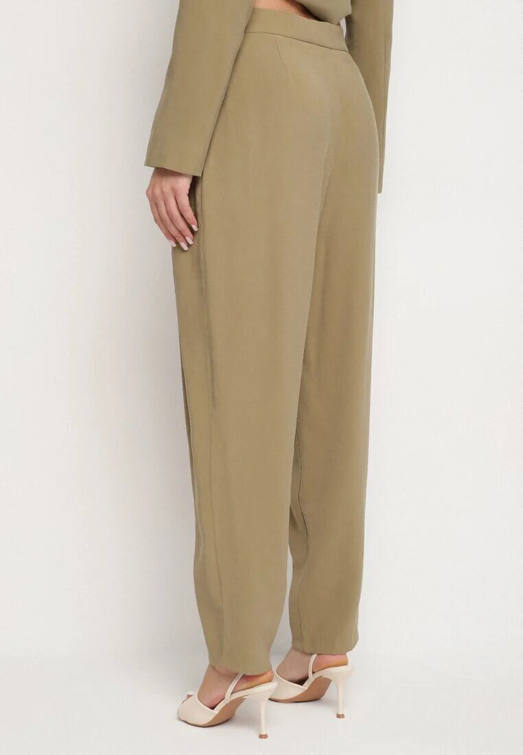 lefon Pantaloni de costum verzi din Modal cu Talie Înaltă Mavice
