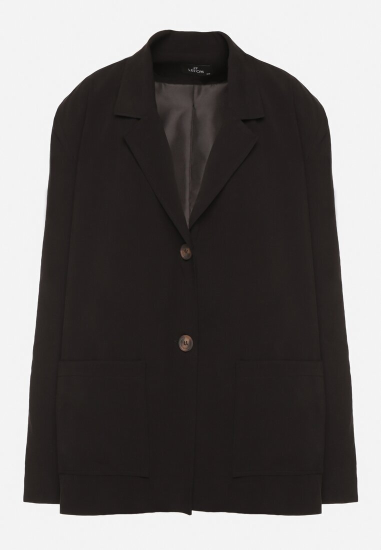 lefon Sacou Negru Oversize Tip Boxy cu Buzunare din Modal Mavelisse