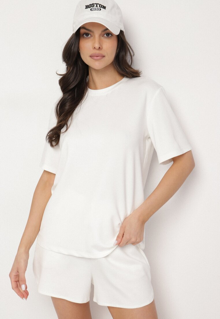 lefon T-shirt Clasic Alb cu croială supradimensionată cu viscoză Aderisa