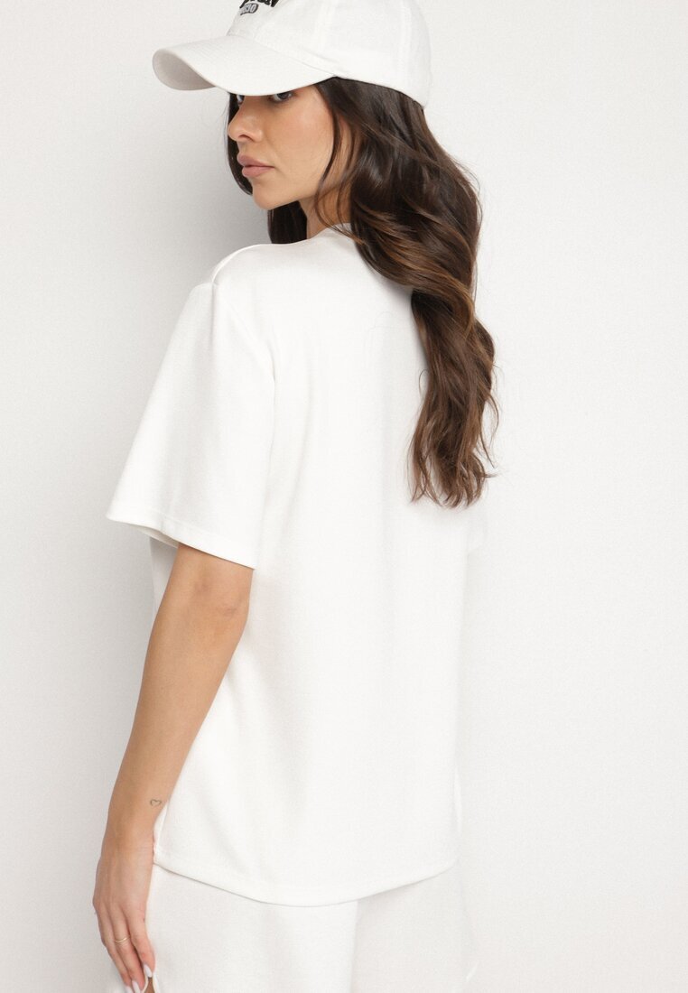 lefon T-shirt Clasic Alb cu croială supradimensionată cu viscoză Aderisa