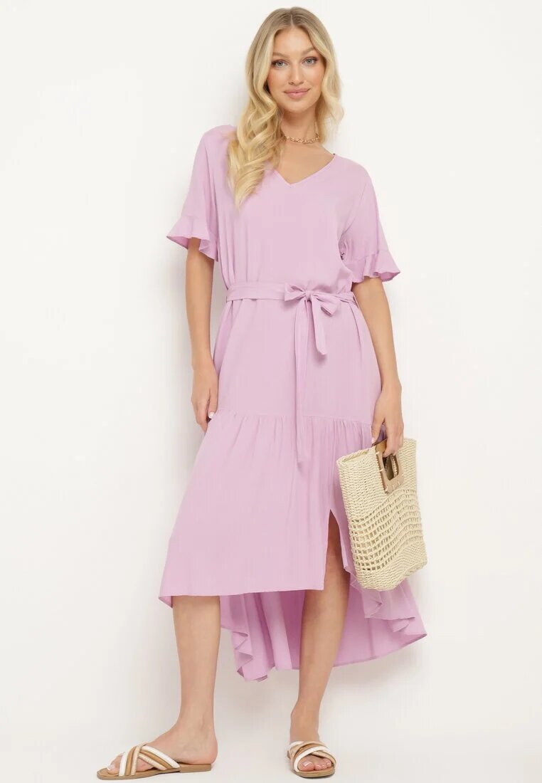 lf women Rochie Tip Cutie Violet cu Centură din Material și Volan Dimovas