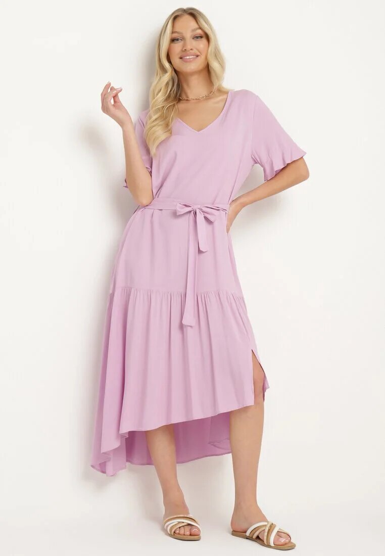 lf women Rochie Tip Cutie Violet cu Centură din Material și Volan Dimovas