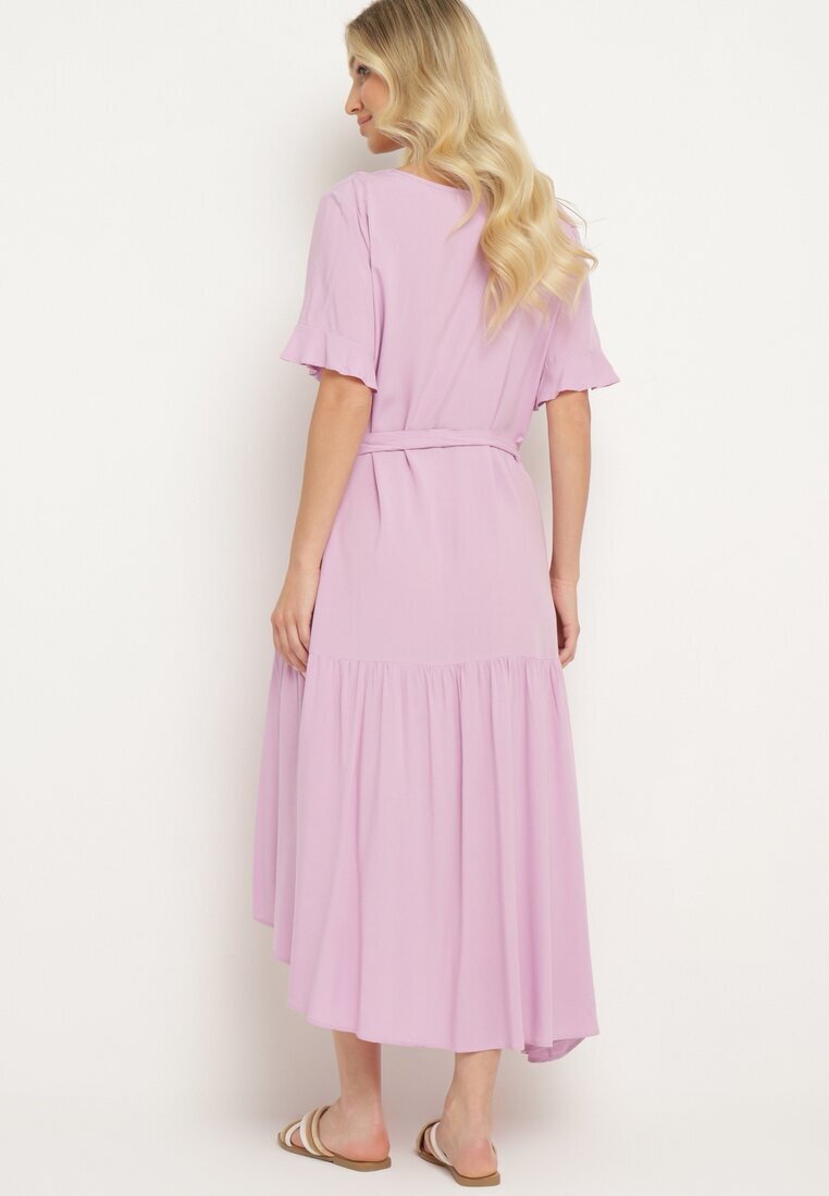 lf women Rochie Tip Cutie Violet cu Centură din Material și Volan Dimovas