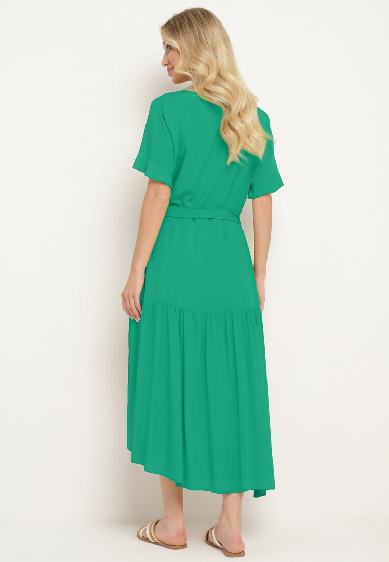 lf women Rochie verde închis croi drept cu curea textilă și volan Dimovas