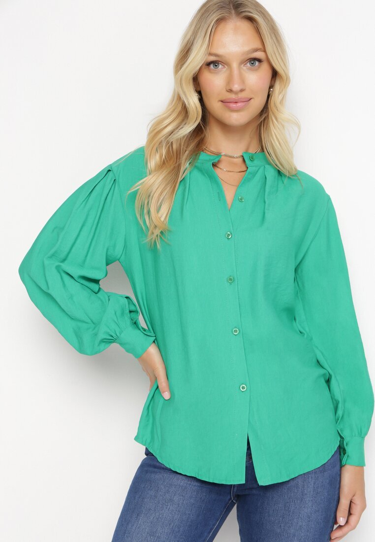 lily rose Cămașă Verde cu Mâneci Plisate Yelia