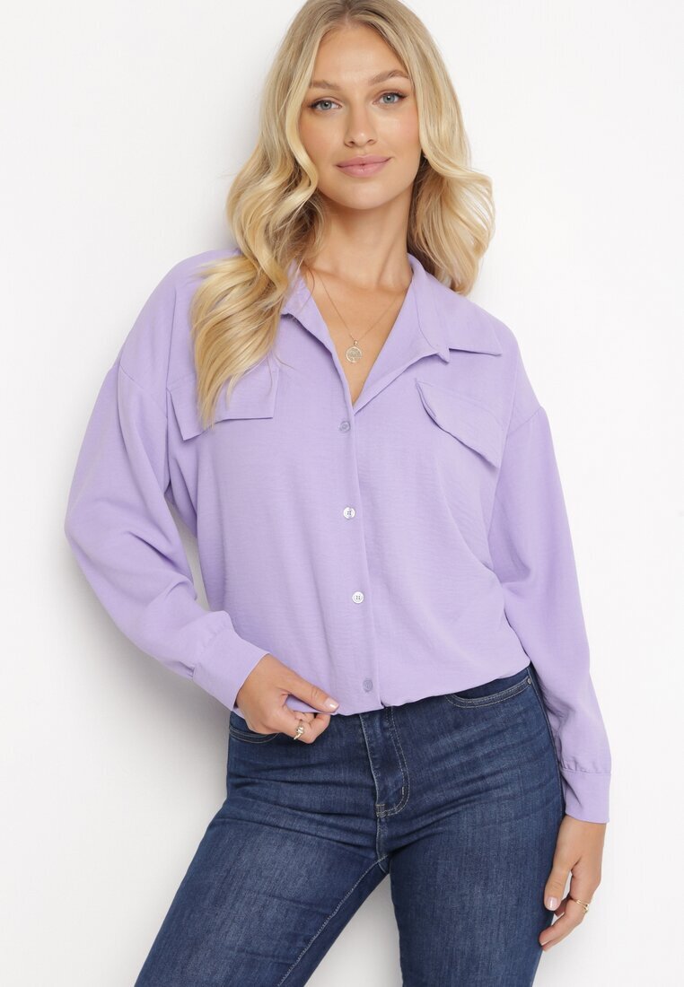 lily rose Cămașă Violetă cu Guler și Clapete Decorative Keitlyn