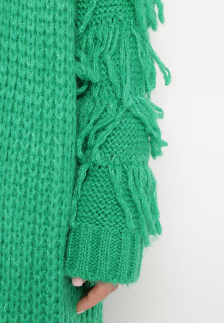 lily rose Cardigan Lung Verde deschis cu Franjuri și curea Hanessa