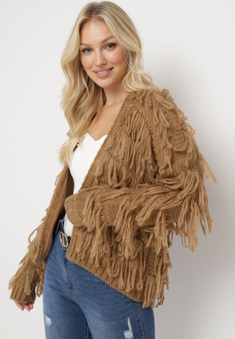 lily rose Cardigan Maro Deschis cu Franjuri Sesunatri