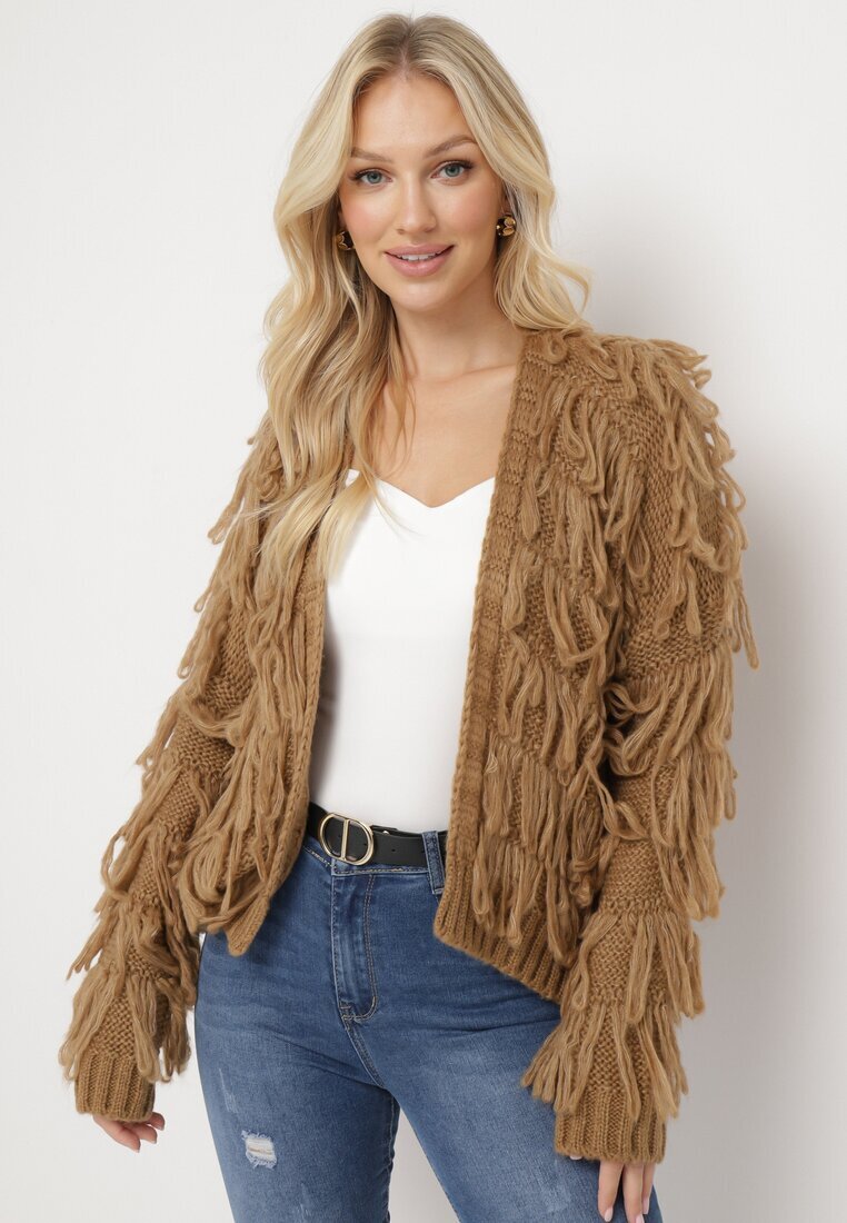 lily rose Cardigan Maro Deschis cu Franjuri Sesunatri
