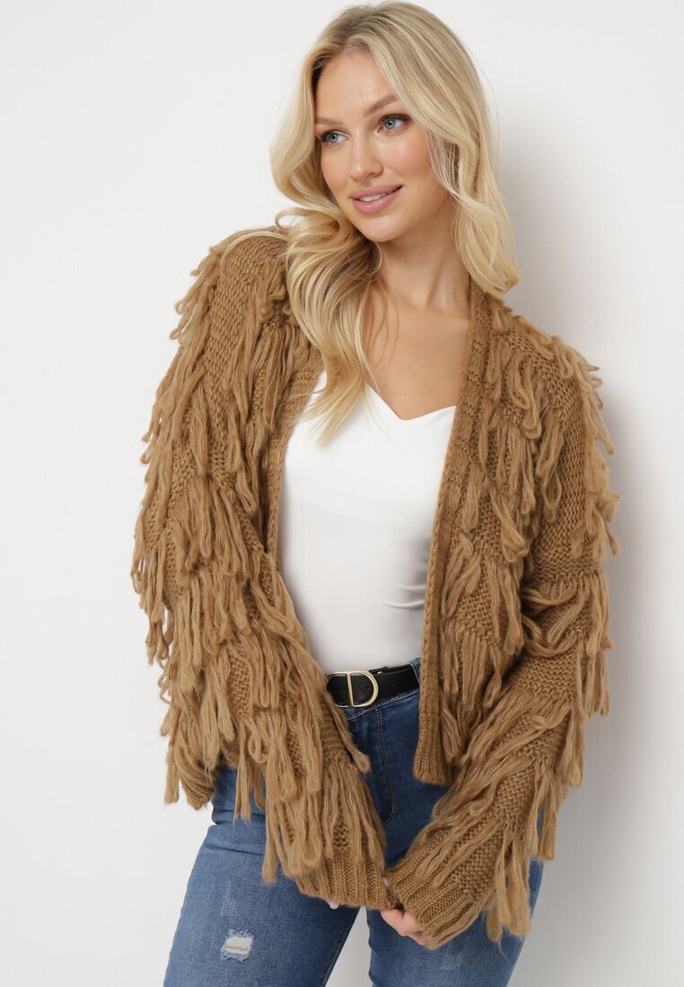 lily rose Cardigan Maro Deschis cu Franjuri Sesunatri
