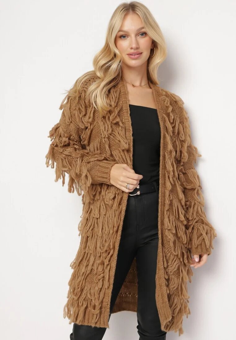 lily rose Cardigan Maro Lejer Deschis cu Franjuri Decorativi Tadesse