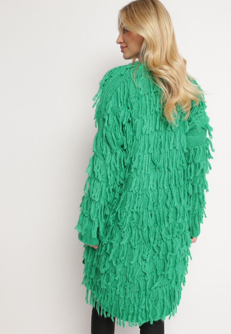 lily rose Cardigan Verde Lejer Deschis cu Franjuri Decorativi Tadesse