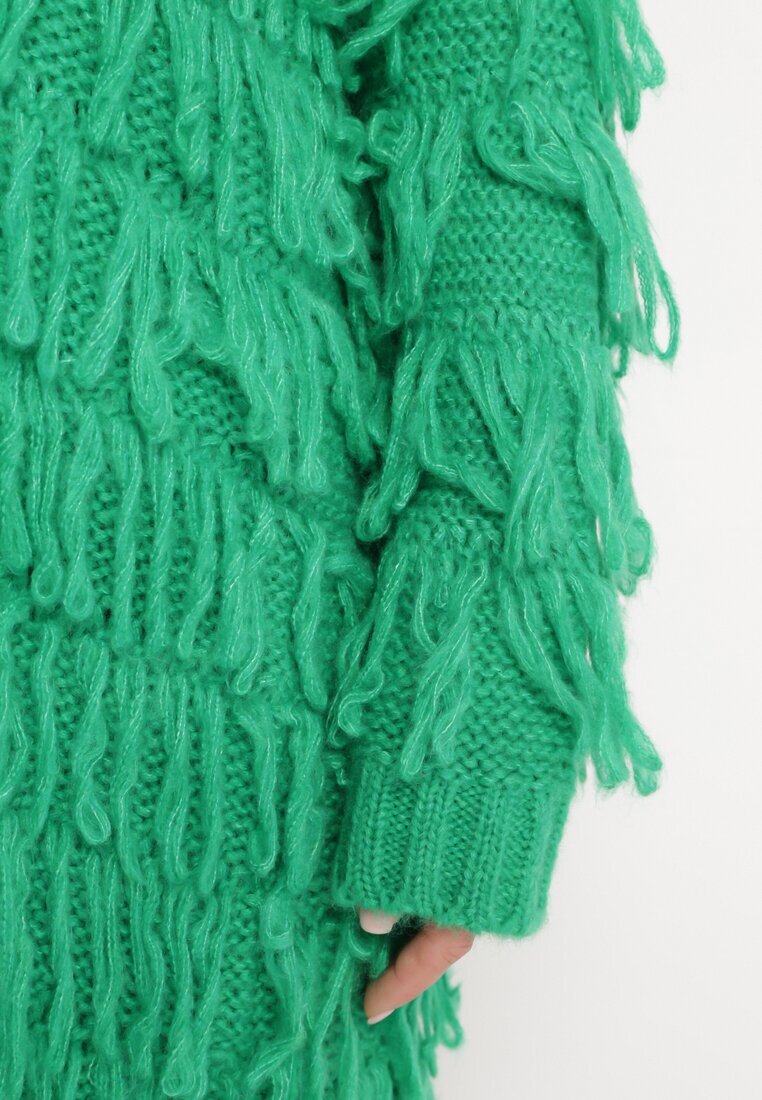 lily rose Cardigan Verde Lejer Deschis cu Franjuri Decorativi Tadesse
