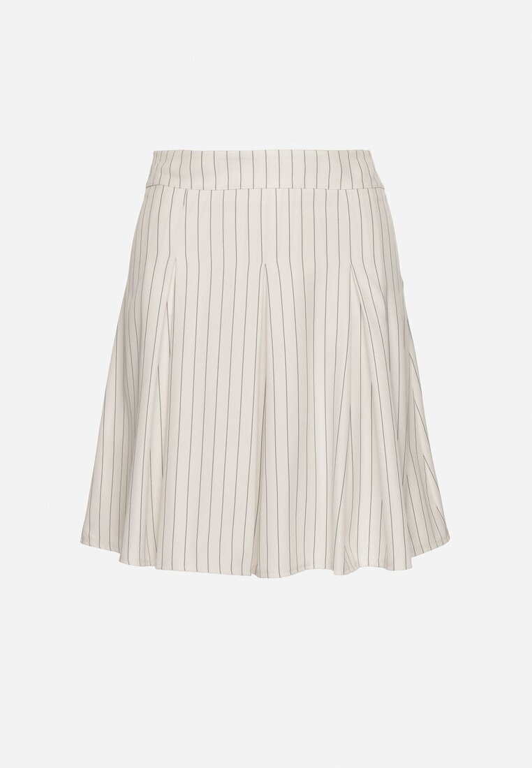 lily rose Fustă Albă cu dungi delicate cu croială evazată și cu pliuri Redamara