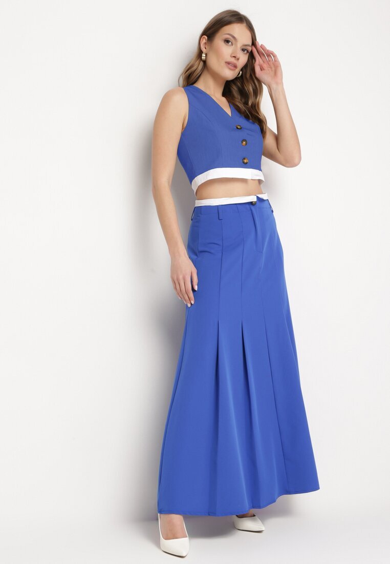 lily rose Fustă albastră maxi cloș în stil de costum Araxna