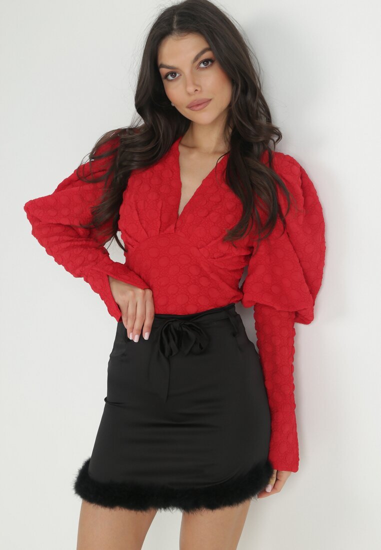 lily rose Fustă Mini Neagră cu Pene și Curea Kolli
