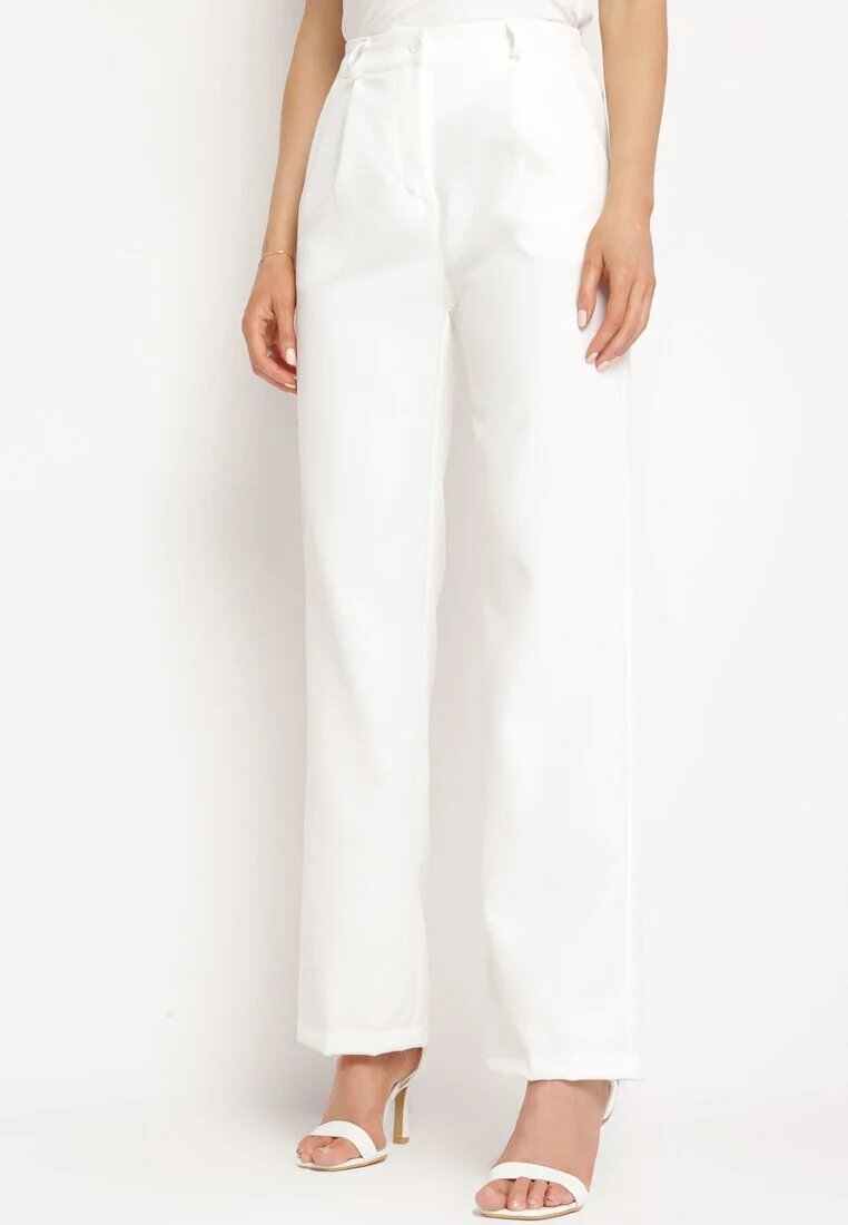 lily rose Pantaloni Albi în stil de costum cu găici de curea Dionissa