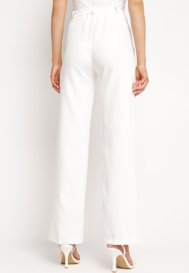 lily rose Pantaloni Albi în stil de costum cu găici de curea Dionissa