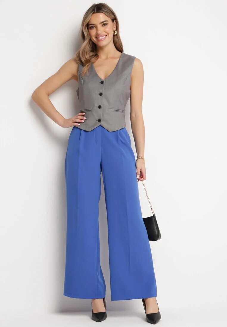 lily rose Pantaloni bleumarin Eleganți cu picioare largi și cu talie înaltă Fidelia