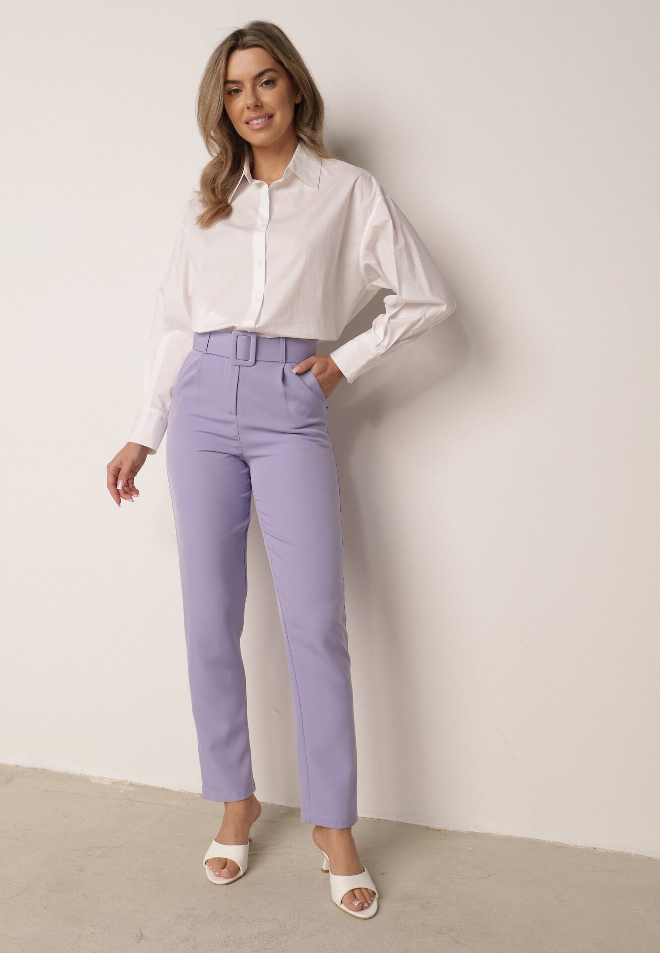 lily rose Pantaloni de costum mov cu curea Nemez