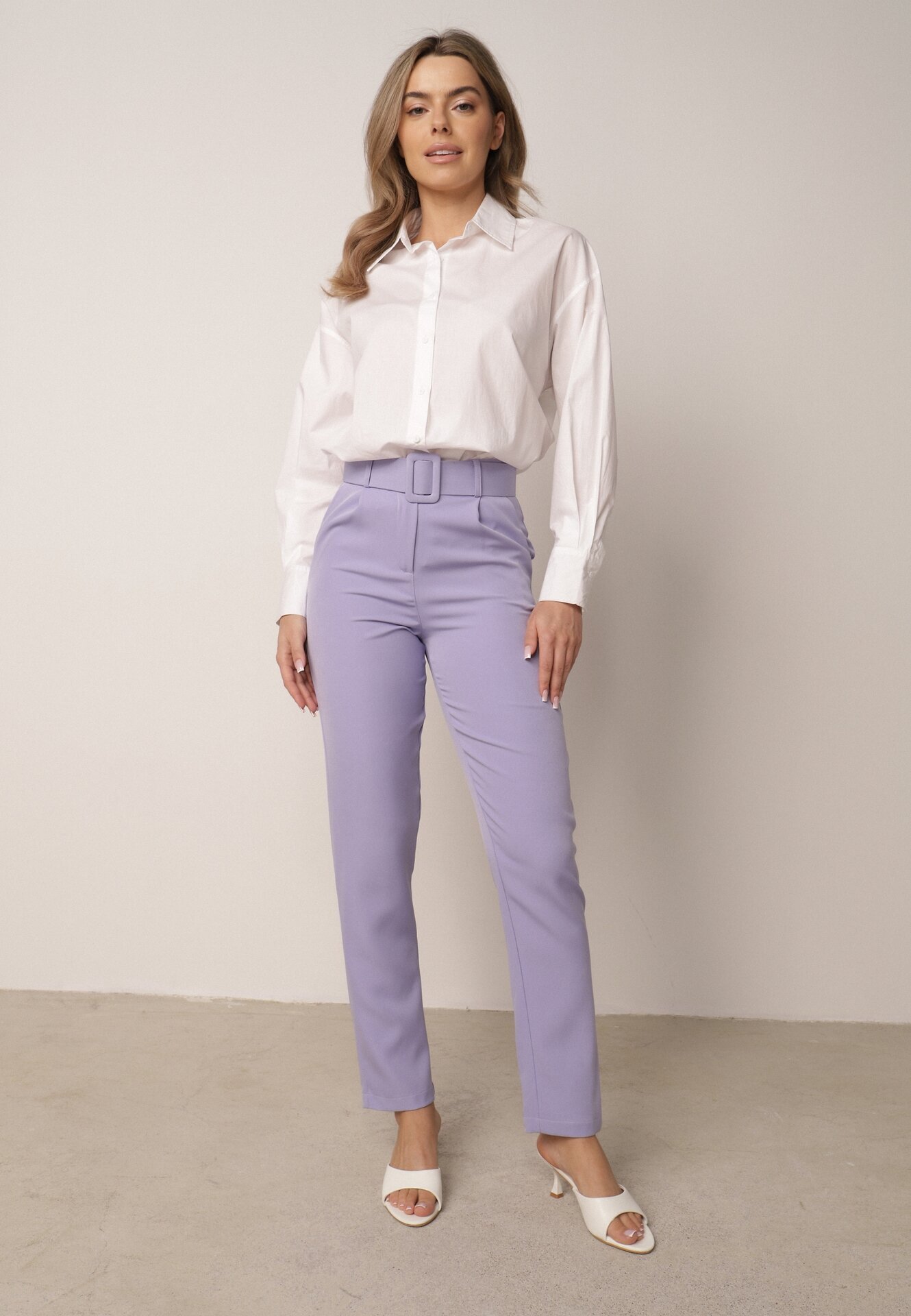 lily rose Pantaloni de costum mov cu curea Nemez