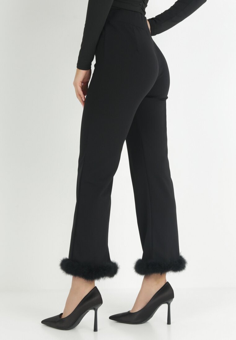 lily rose Pantaloni negri cu blană pe craci Zorme