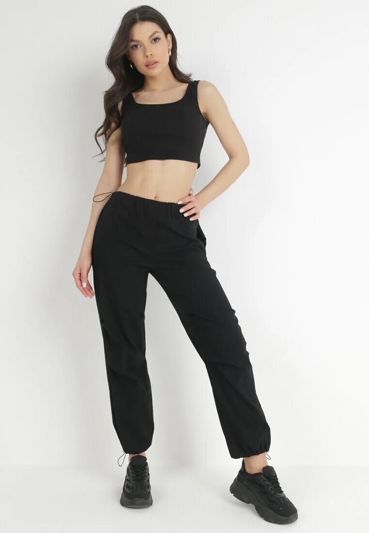 lily rose Pantaloni Negri Din bumbac cu elastic în talie Vemivi
