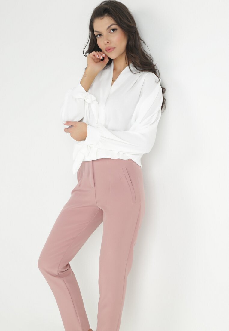 lily rose Pantaloni țigaretă roz cu imitație de buzunare Anilnig
