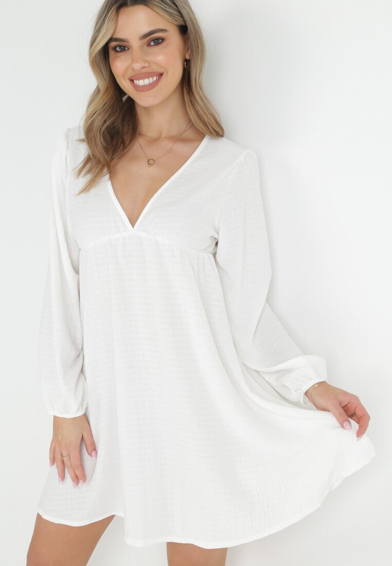 lily rose Rochie Albă cu Decolteu adânc și Talie elastică de vulpe