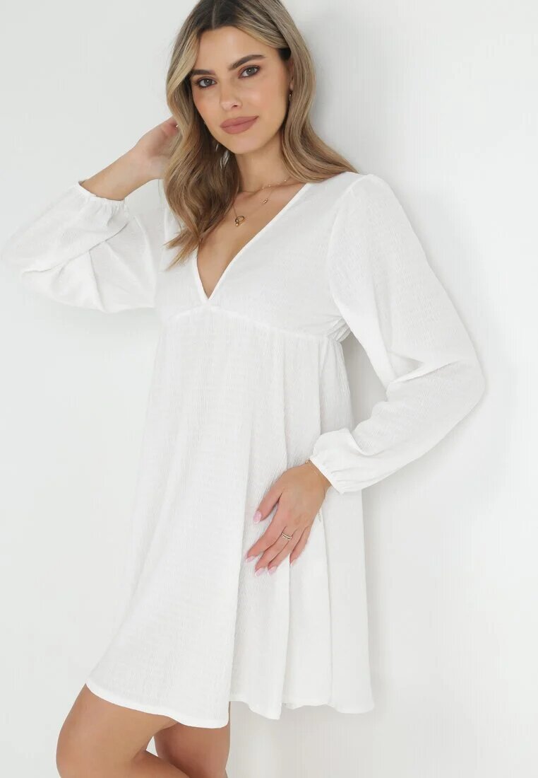lily rose Rochie Albă cu Decolteu adânc și Talie elastică de vulpe