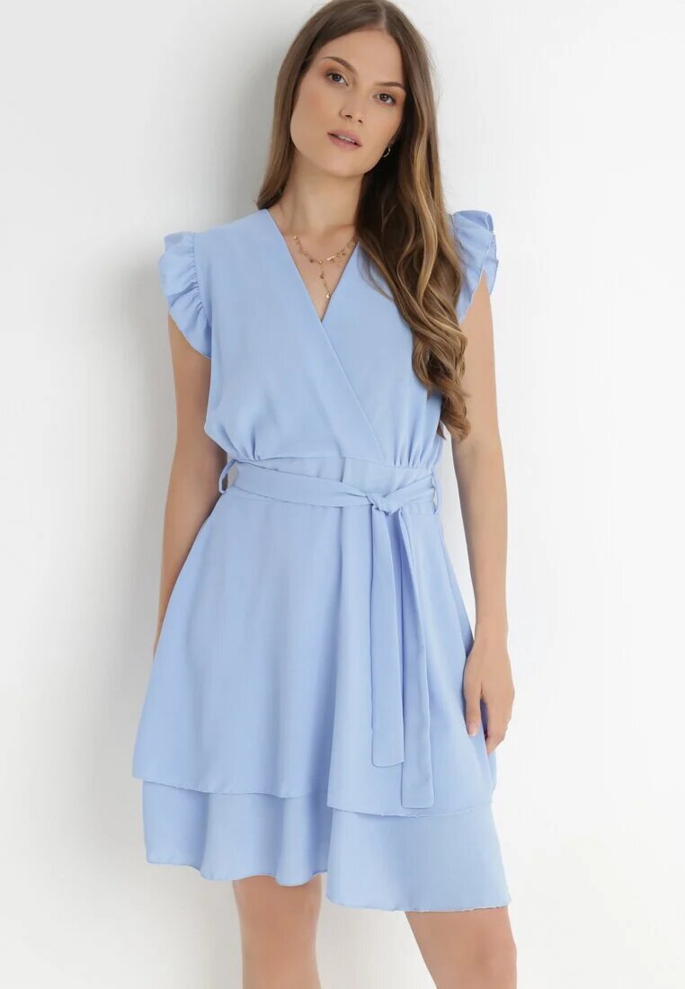 lily rose Rochie Albastru deschis Petrecută cu volane și legătură Dalim
