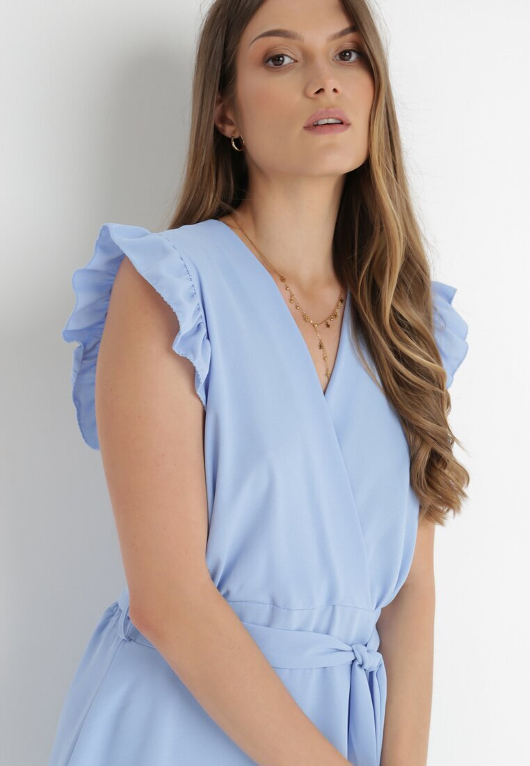 lily rose Rochie Albastru deschis Petrecută cu volane și legătură Dalim