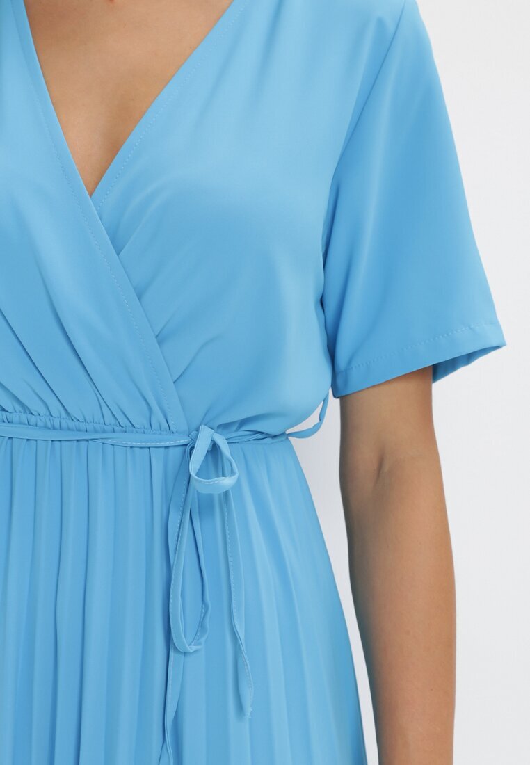 lily rose Rochie Albastru închis Plisată Maxi cu Cordon Legat Dianiza