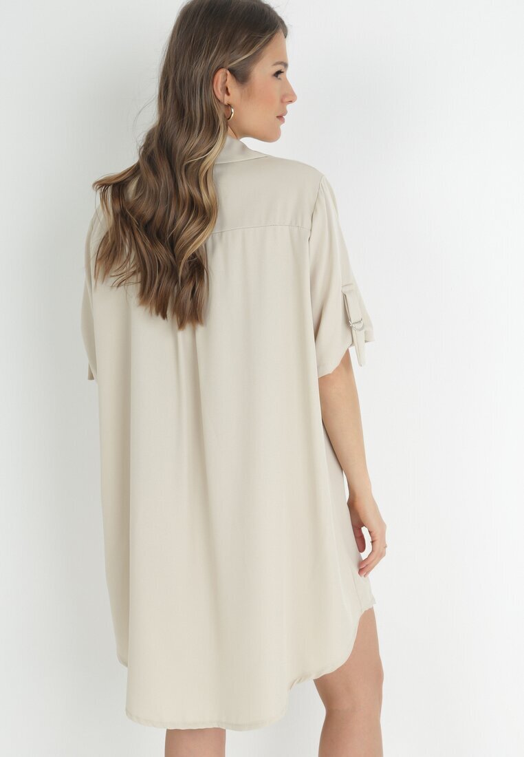 lily rose Rochie Bej deschis dreaptă Mini cu Guler Zeena