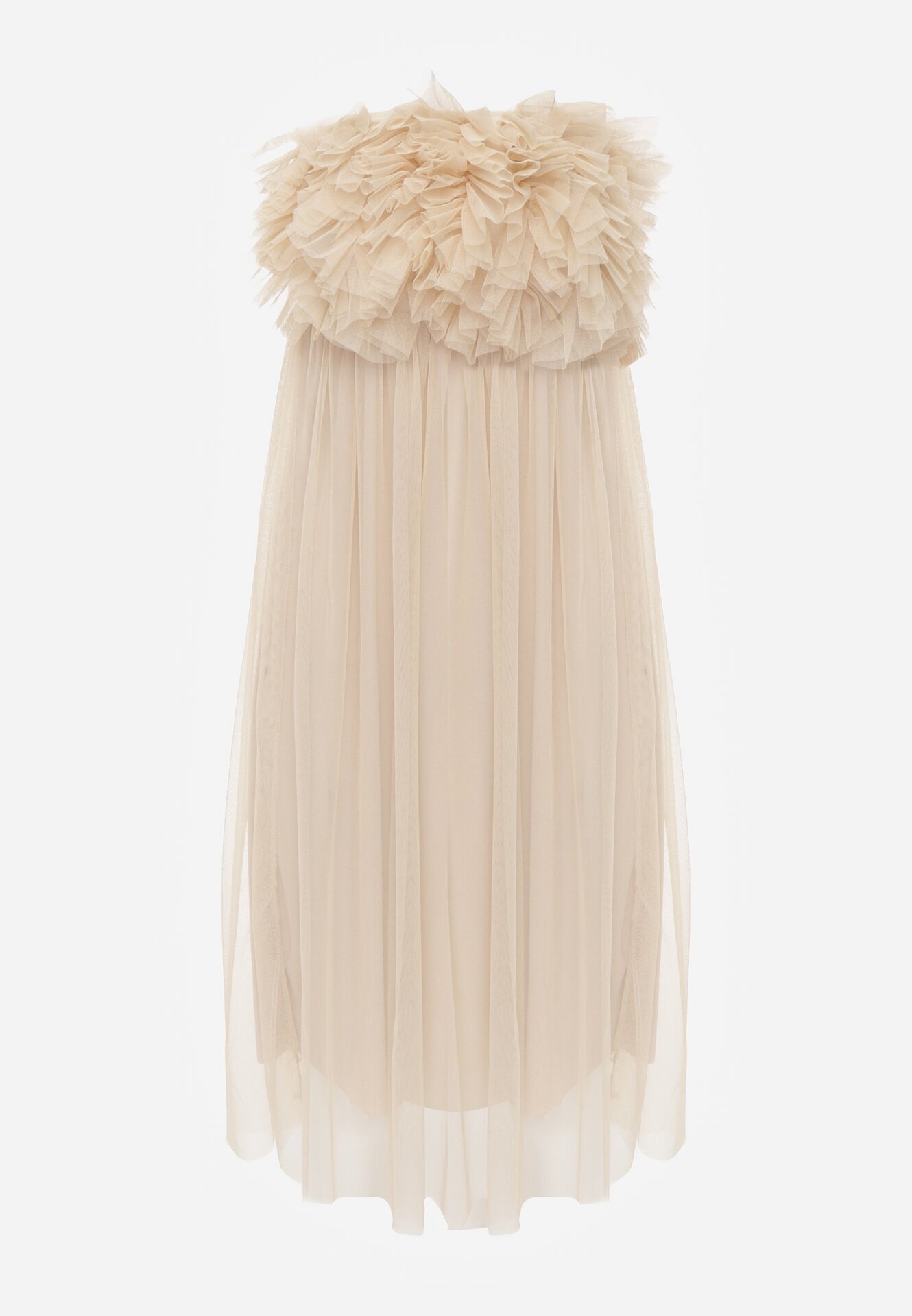 lily rose Rochie Bej din tul cu Volane Larithia