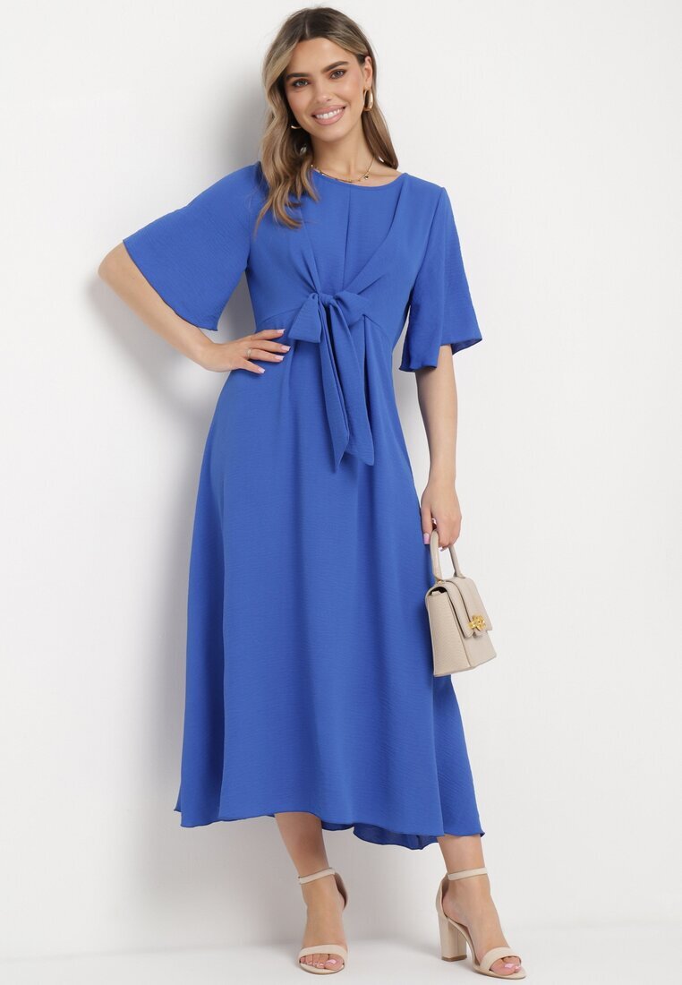 lily rose Rochie Bleumarin Maxi cu Legătură Decorativă și Elastic în Talie Myrcella