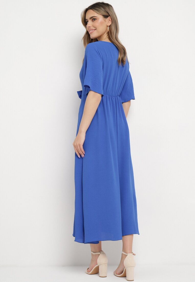 lily rose Rochie Bleumarin Maxi cu Legătură Decorativă și Elastic în Talie Myrcella