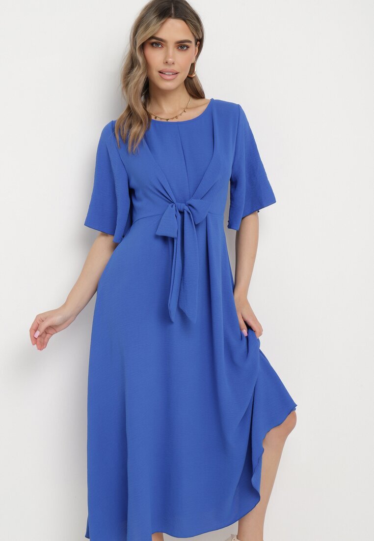 lily rose Rochie Bleumarin Maxi cu Legătură Decorativă și Elastic în Talie Myrcella