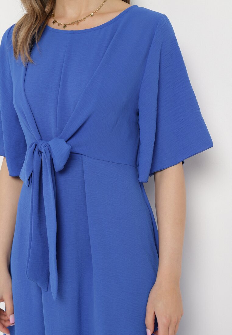 lily rose Rochie Bleumarin Maxi cu Legătură Decorativă și Elastic în Talie Myrcella