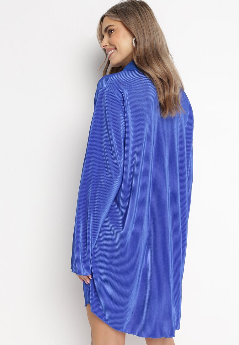 lily rose Rochie bleumarin plisată mini cu croi tip cămașă Unvelc