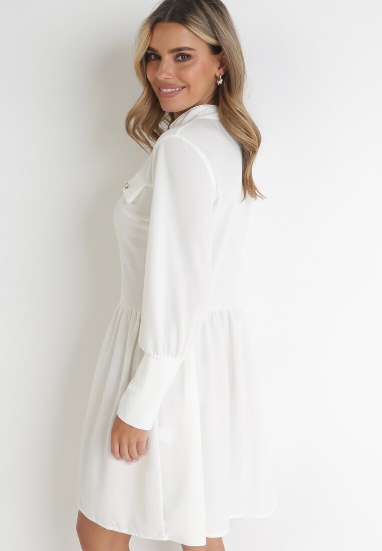 lily rose Rochie Cămașă Mini Albă cu nasturi și manșete largi Alyapa
