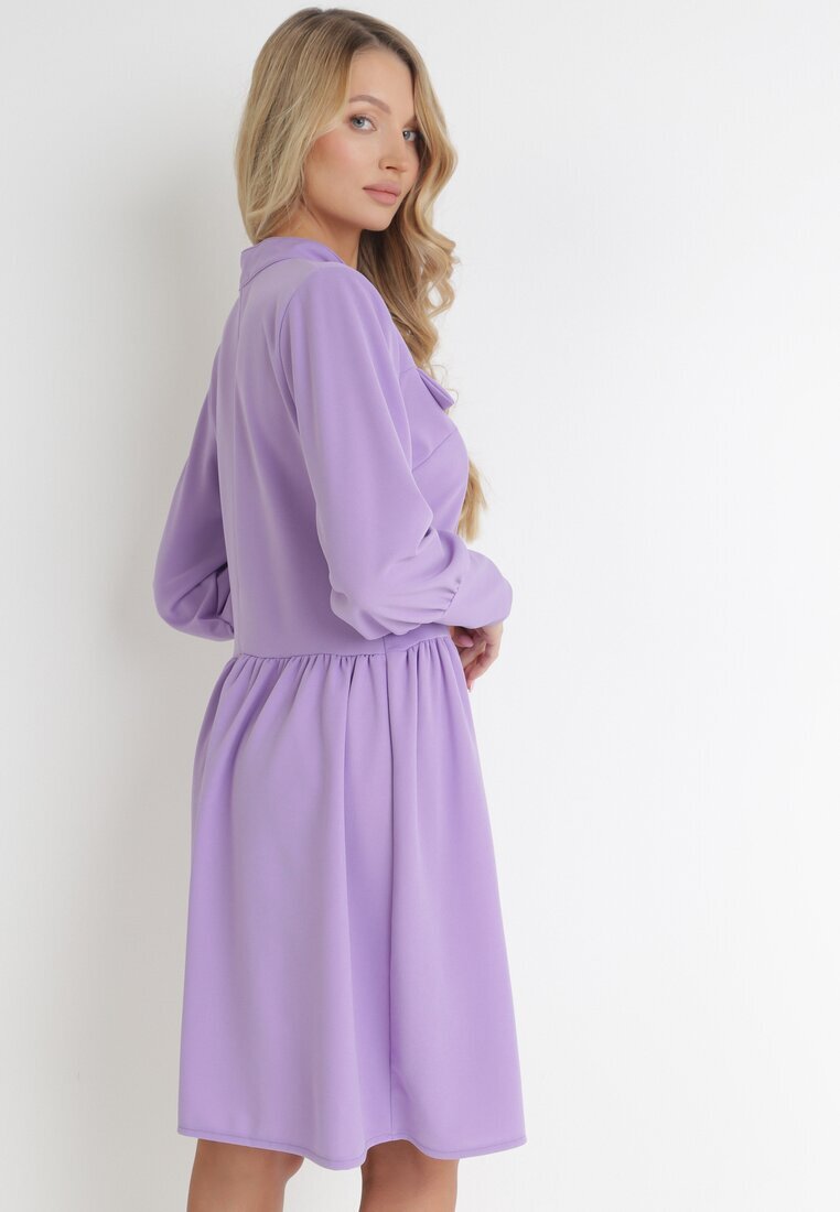 lily rose Rochie cămașă mini violetă cu nasturi și manșete largi Alyapa