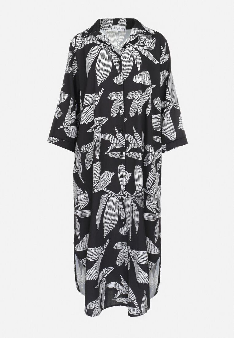 lily rose Rochie Cămașă Negră cu flori Rahila