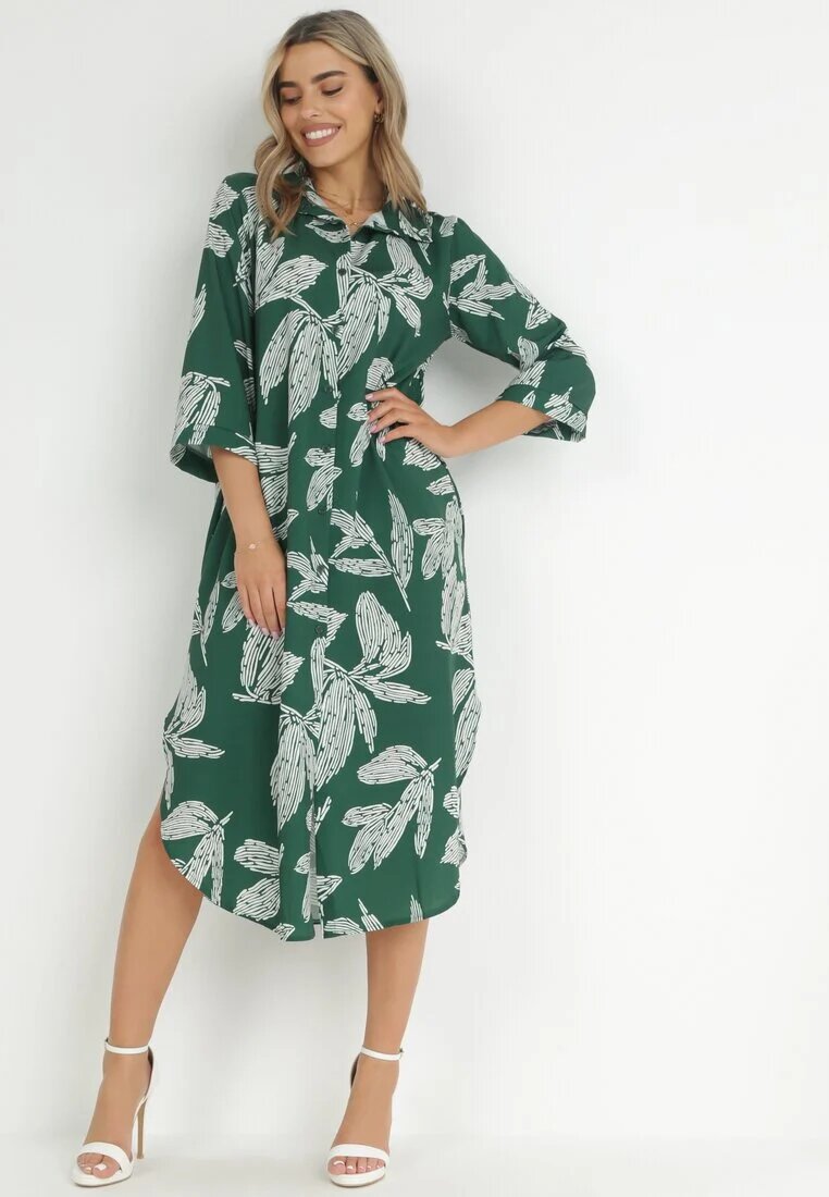 lily rose Rochie Cămașă Verde cu flori Rahila