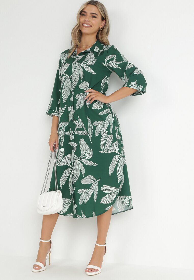 lily rose Rochie Cămașă Verde cu flori Rahila