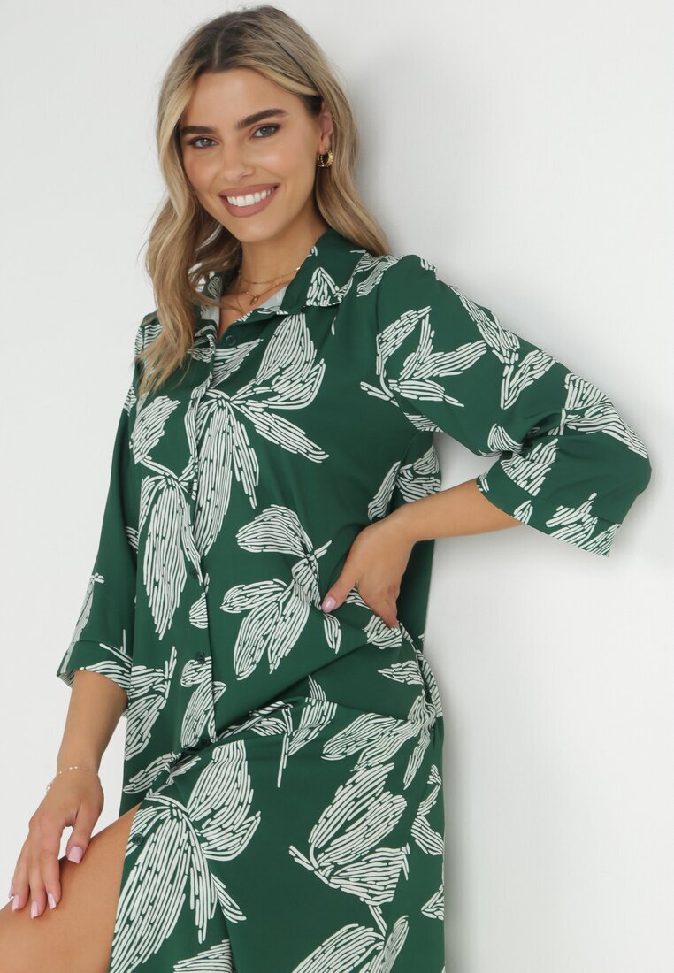 lily rose Rochie Cămașă Verde cu flori Rahila