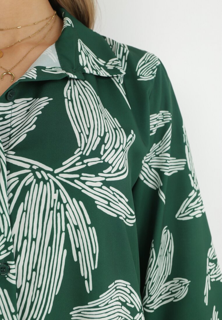 lily rose Rochie Cămașă Verde cu flori Rahila