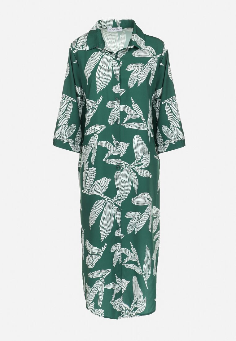 lily rose Rochie Cămașă Verde cu flori Rahila