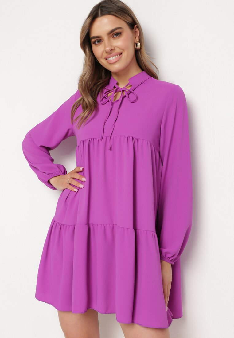 lily rose Rochie Fiolet Evazată cu Volan Uxaria